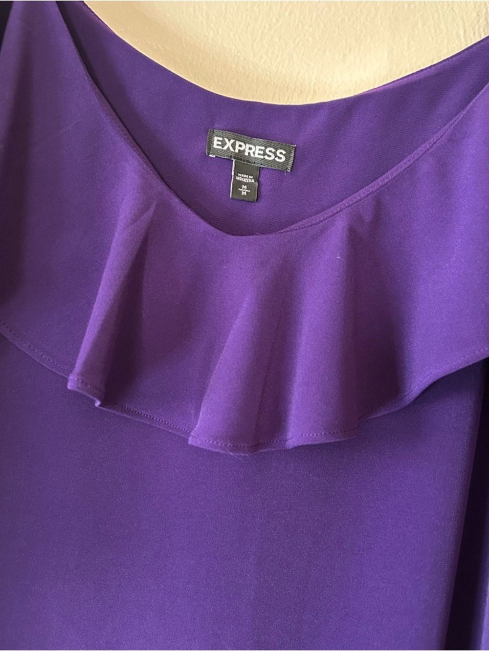 Express Purple Ruffle Cold Shoulder Top - Picture 2 of 5
